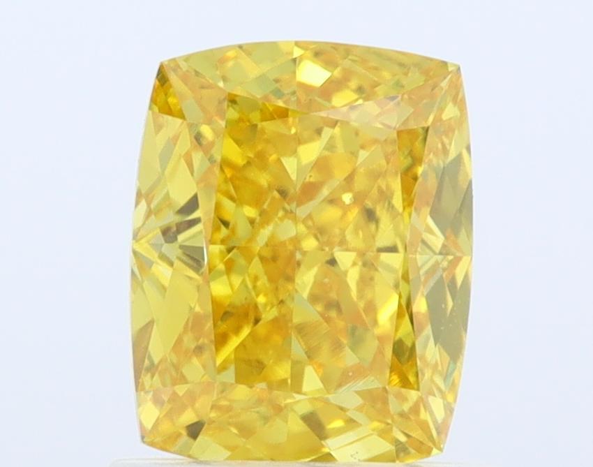 1.07 Ct. Fancy Vivid  Yellow Cushion Lab Grown Diamond