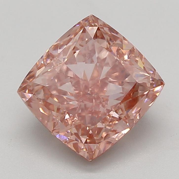 4.42 Ct. Fancy Vivid Brownish Pink Cushion Lab Grown Diamond