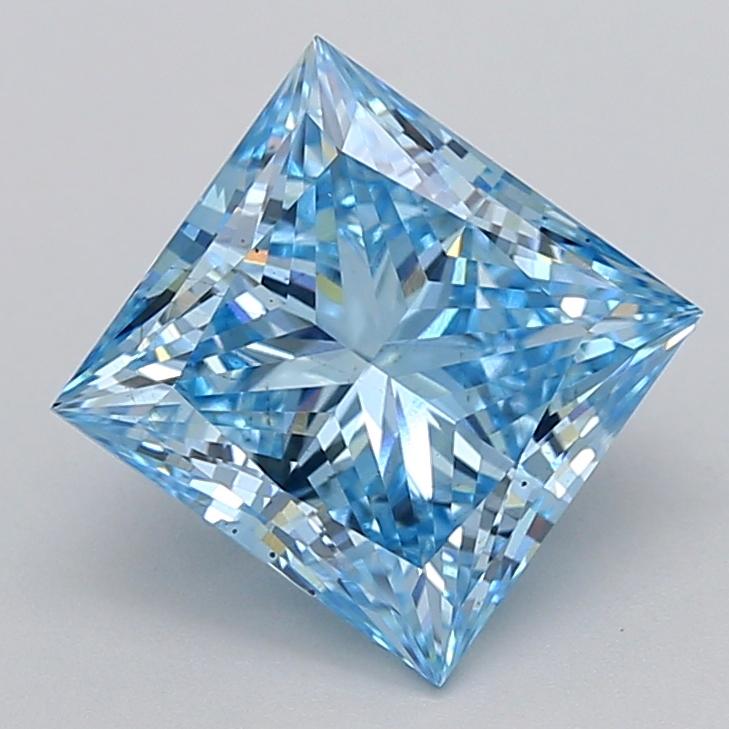 3.01 Ct. Fancy Vivid  Blue Princess Lab Grown Diamond