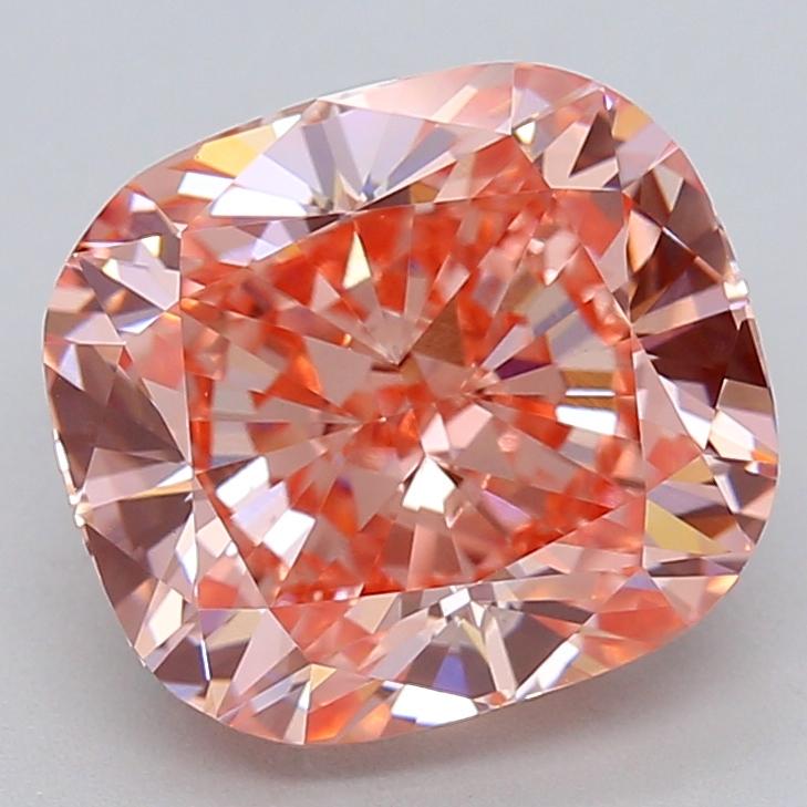 4.04 Ct. Fancy Vivid  Pink Cushion Lab Grown Diamond