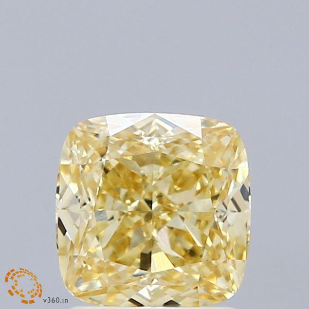 1.61 Ct. Fancy Intense Yellow Cushion Lab Grown Diamond