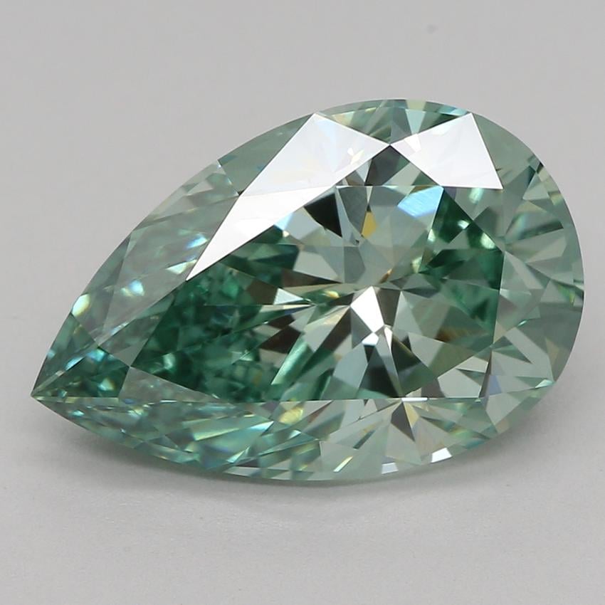 3.09 Ct. Fancy Vivid Green Pear Lab Grown Diamond