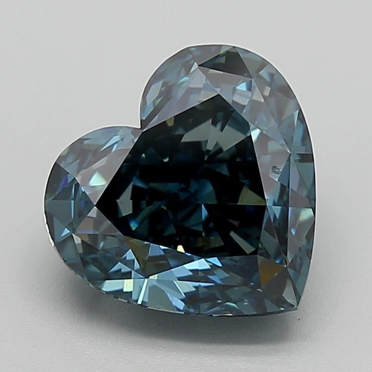 3.41 Ct. Fancy Deep Greenish Blue Heart Lab Grown Diamond