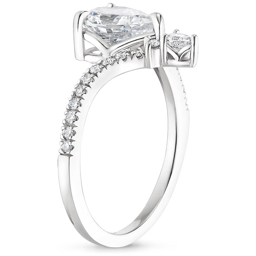 18K White Gold Nouveau Diamond Ring, large side view