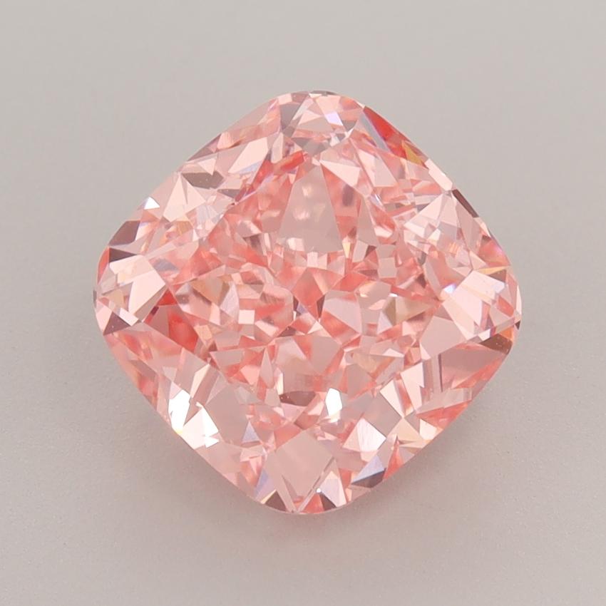 3.10 Ct. Fancy Vivid  Pink Cushion Lab Grown Diamond