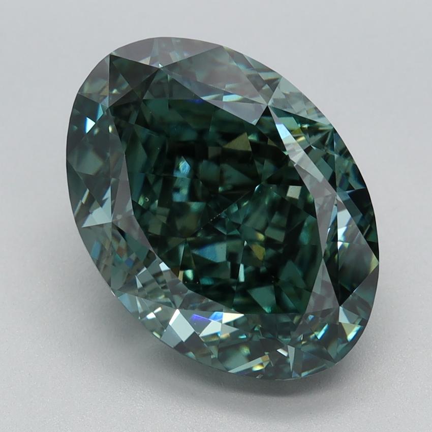 5.07 Ct. Fancy Vivid  Green Oval Lab Grown Diamond
