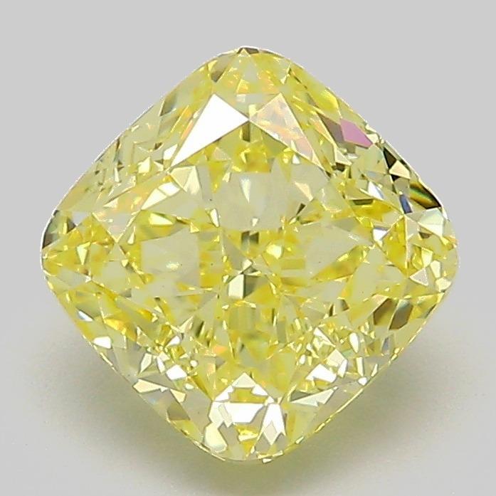 2.10 Ct. Fancy Intense Yellow Cushion Lab Grown Diamond