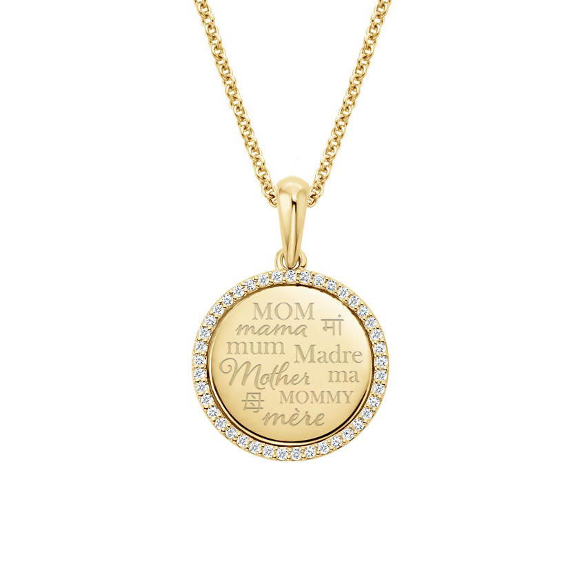 Engraved Mothers of the World Diamond Disc Pendant - Brilliant Earth