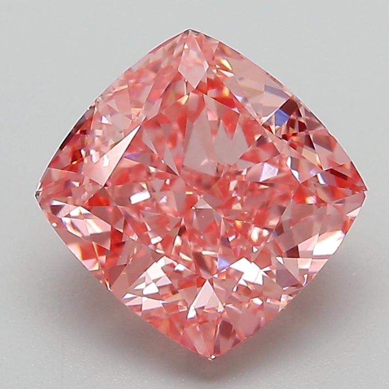 3.15 Ct. Fancy Vivid Pink Cushion Lab Grown Diamond
