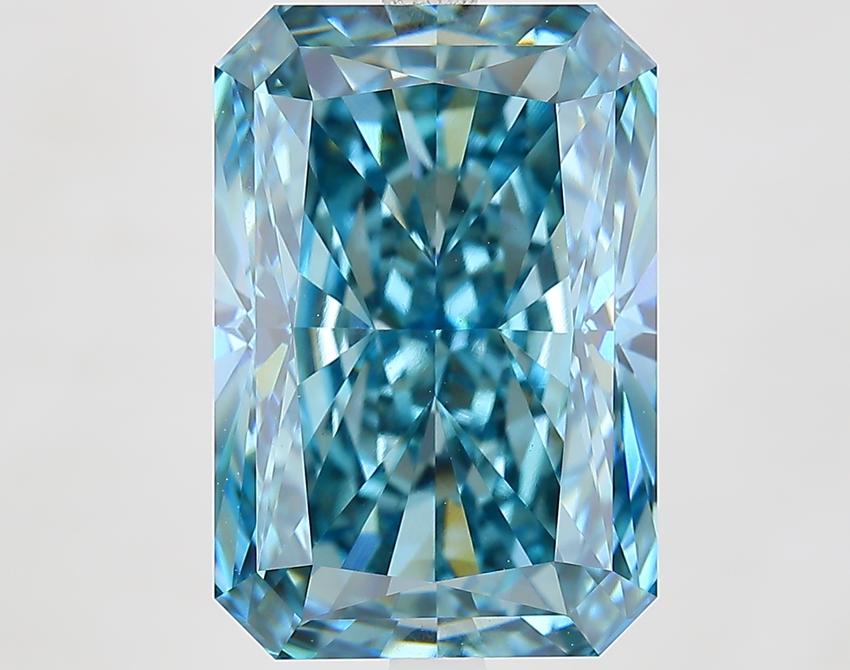 9.11 Ct. Fancy Vivid Greenish Blue Radiant Lab Grown Diamond