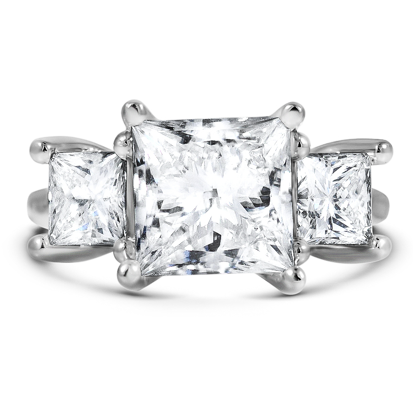Custom Three Stone Trellis Diamond Ring with Surprise Gallery