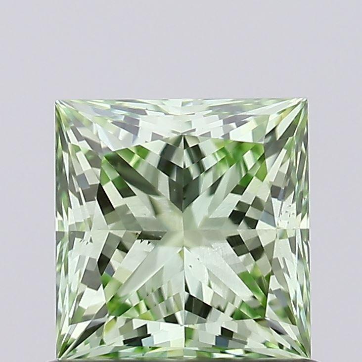 0.80 Ct. Fancy Vivid Green Princess Lab Grown Diamond