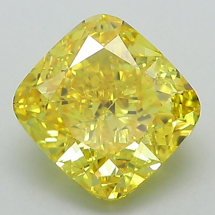 2.53 Ct. Fancy Vivid Yellow Cushion Lab Grown Diamond
