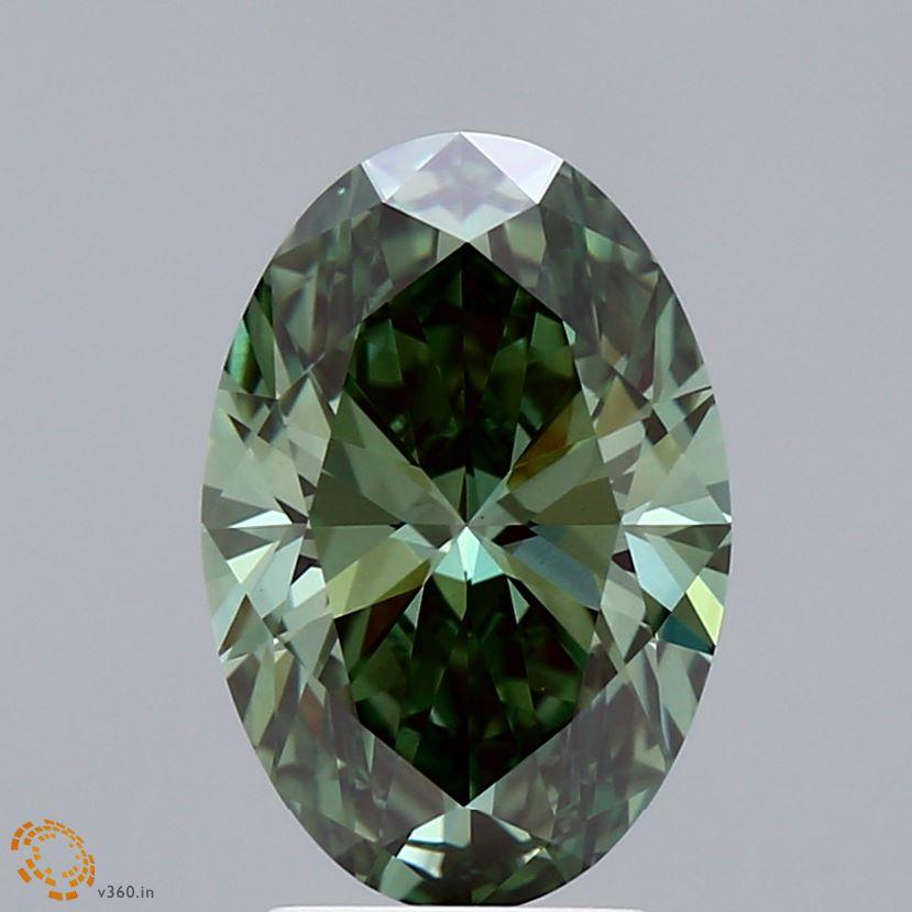 2.52 Ct. Fancy Vivid Green Oval Lab Grown Diamond