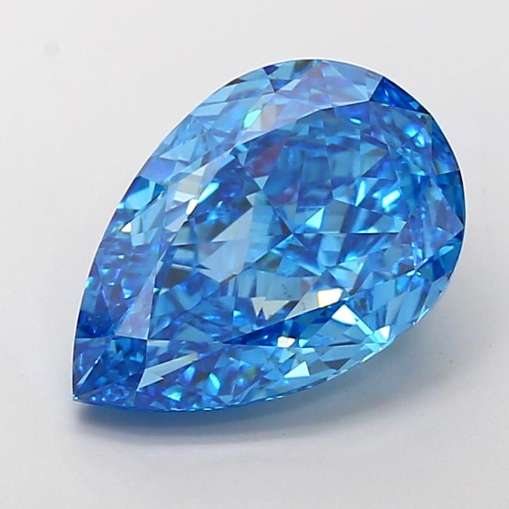 7.06 Ct. Fancy Vivid Blue Pear Lab Grown Diamond