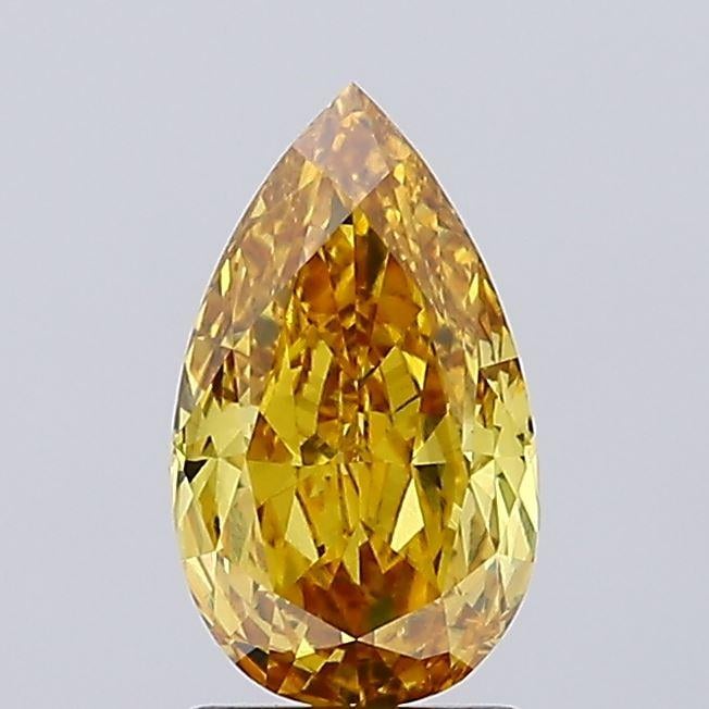 2.02 Ct. Fancy Vivid Brownish Yellow Pear Lab Grown Diamond