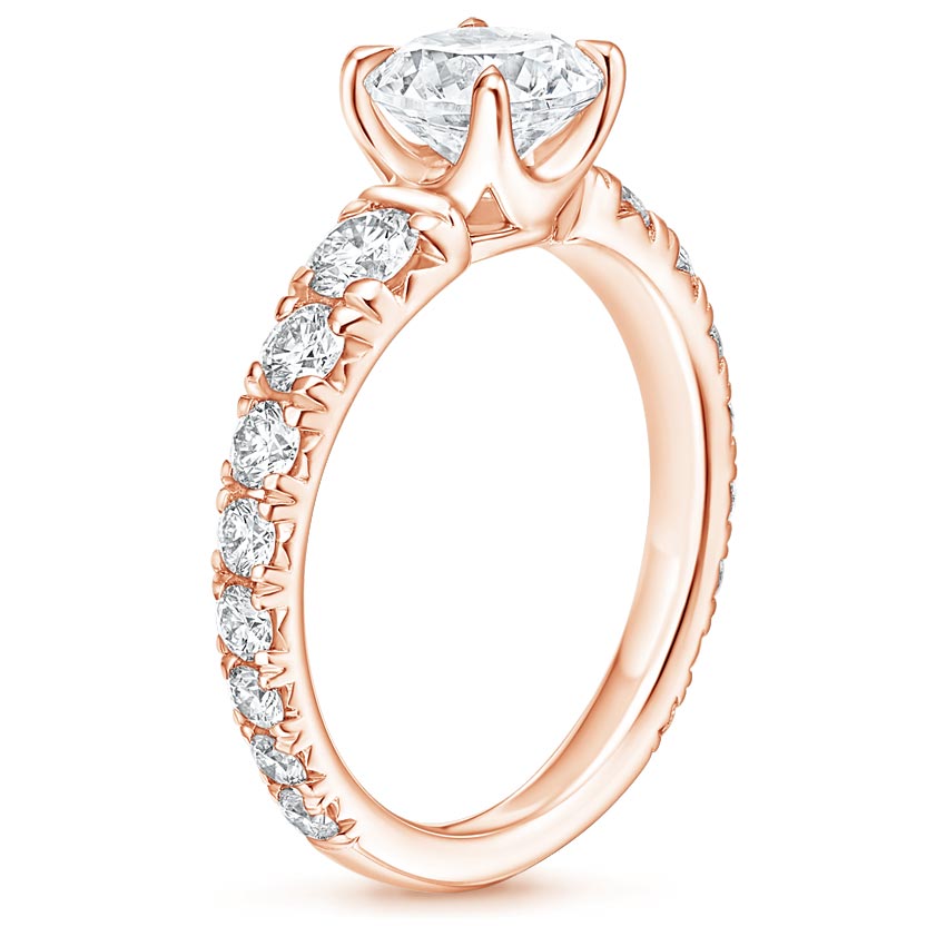 14K Rose Gold Tapered Luxe Sienna Diamond Ring, large side view