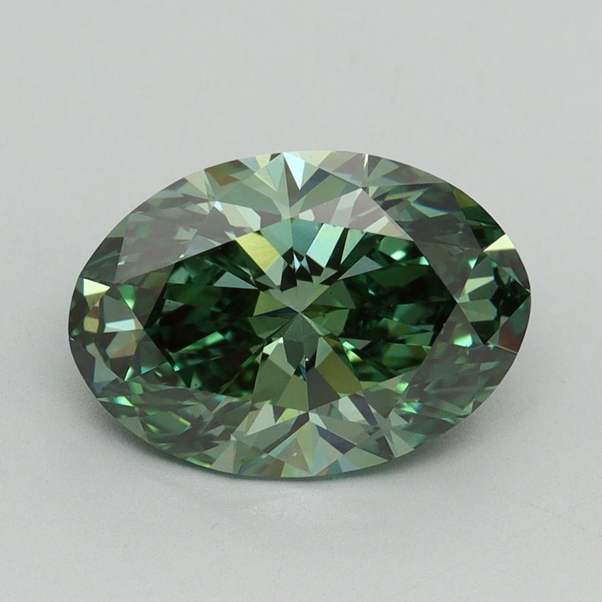 3.02 Ct. Fancy Vivid Green Oval Lab Grown Diamond