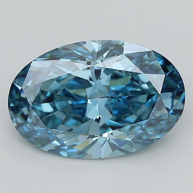 7.02 Ct. Fancy Vivid  Blue Oval Lab Grown Diamond