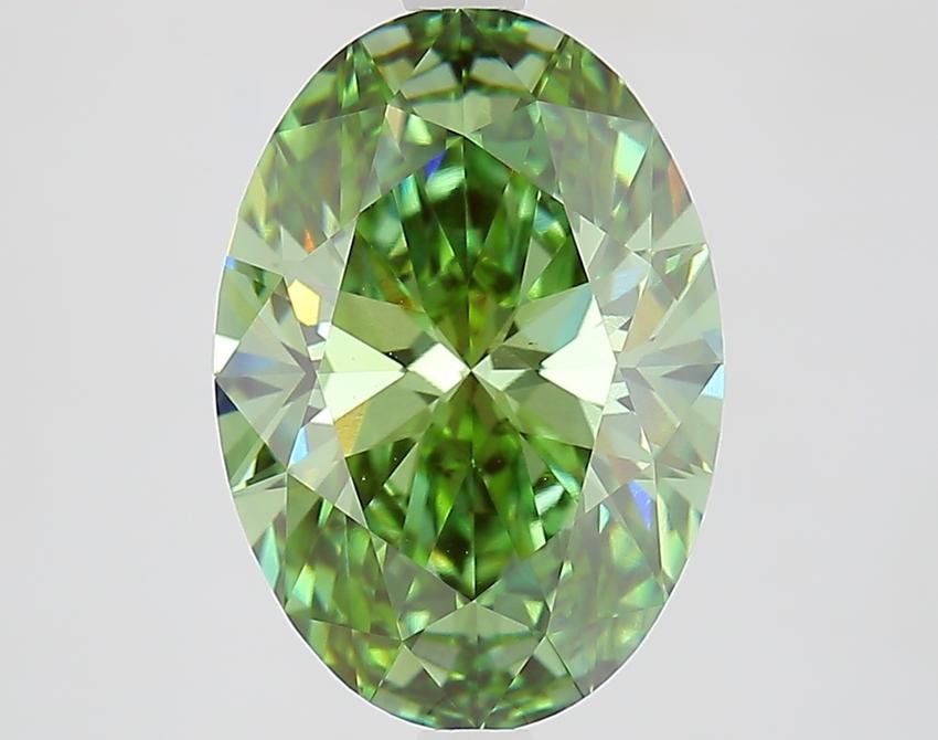 4.09 Ct. Fancy Vivid Green Oval Lab Grown Diamond