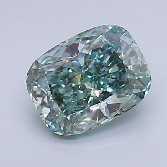 1.06 Ct. Fancy Vivid Green Cushion Lab Grown Diamond