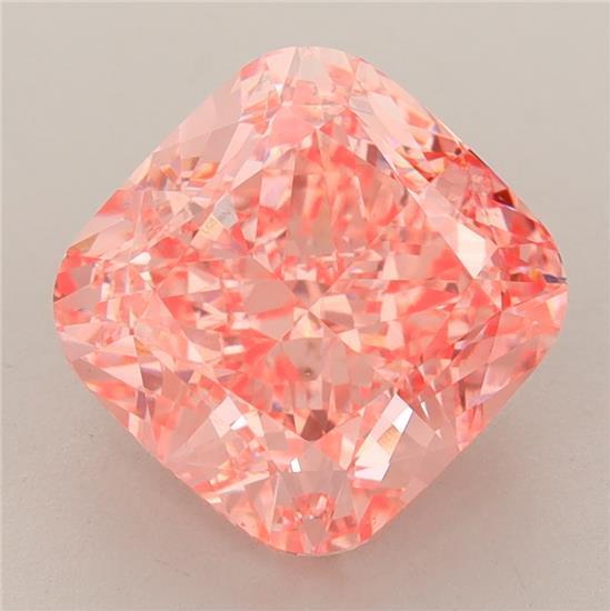4.02 Ct. Fancy Vivid Pink Cushion Lab Grown Diamond