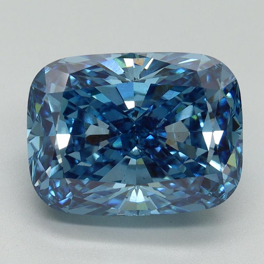 5.10 Ct. Fancy Vivid Blue Cushion Lab Grown Diamond