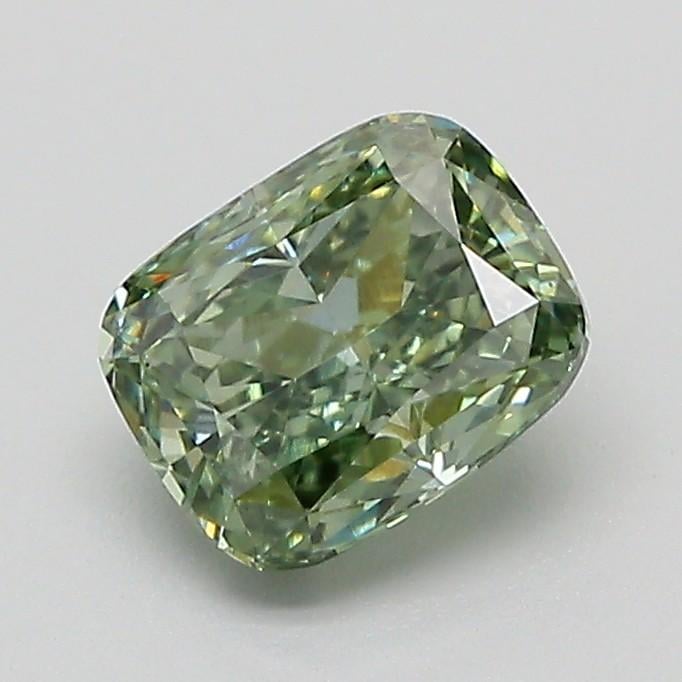 1.04 Ct. Fancy Vivid Green Cushion Lab Grown Diamond