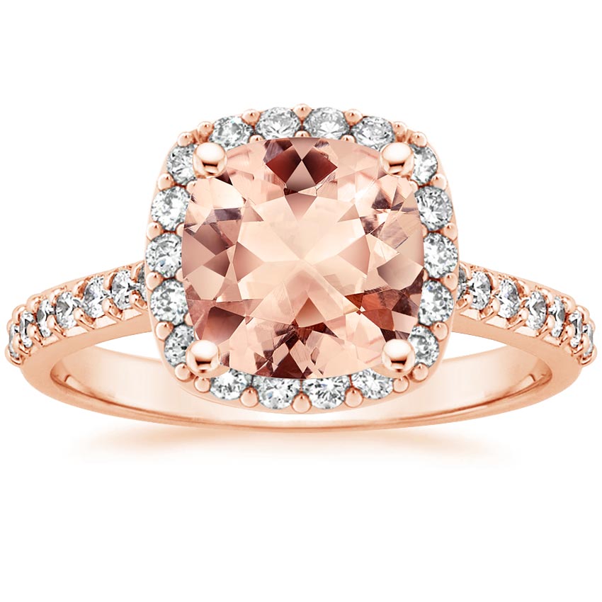 morganite ring with diamond halo