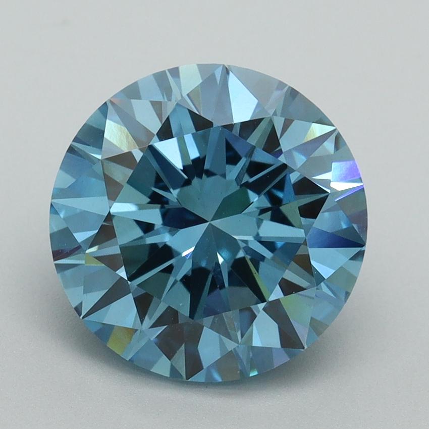 4.04 Ct. Fancy Vivid Blue Round Lab Grown Diamond