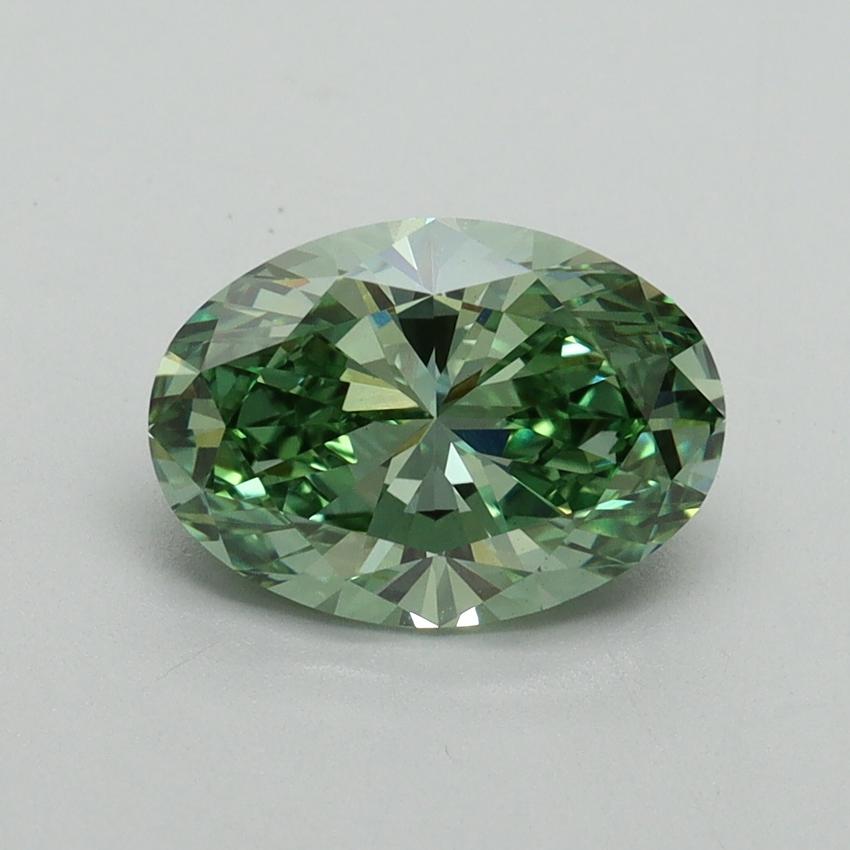 1.69 Ct. Fancy Vivid Green Oval Lab Grown Diamond