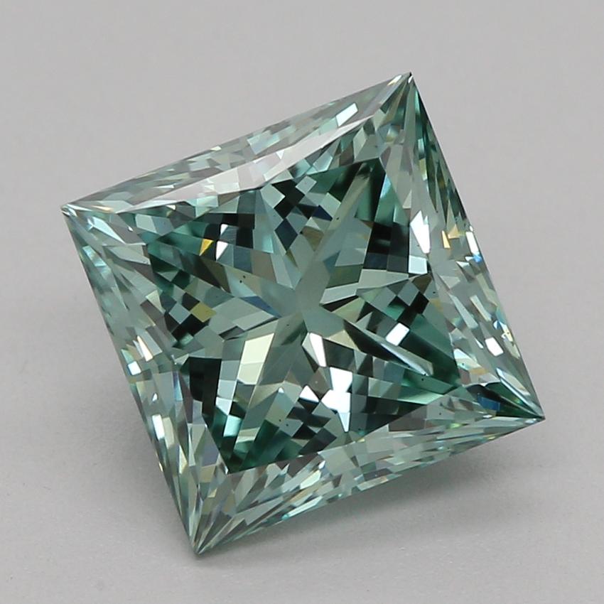 2.05 Ct. Fancy Vivid Green Princess Lab Grown Diamond