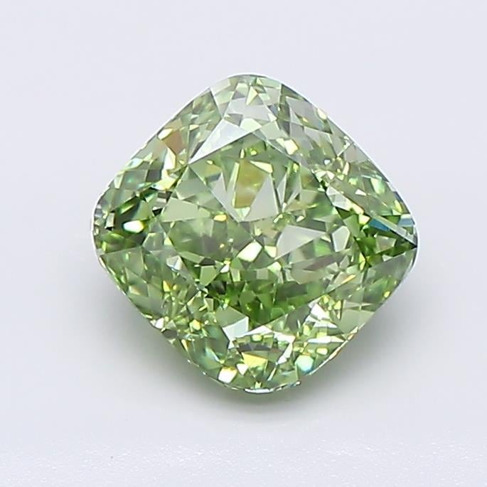 1.53 Ct. Fancy Vivid  Green Cushion Lab Grown Diamond