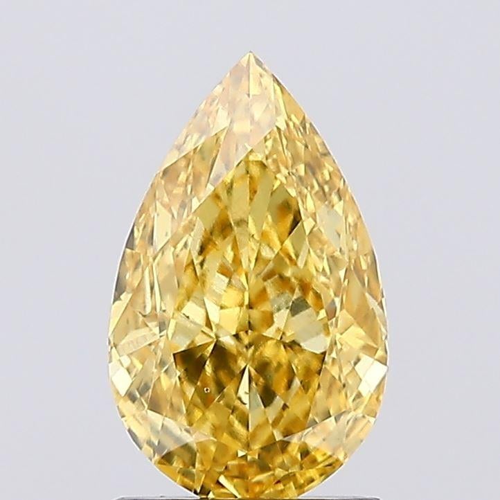 1.27 Ct. Fancy Vivid  Yellow Pear Lab Grown Diamond
