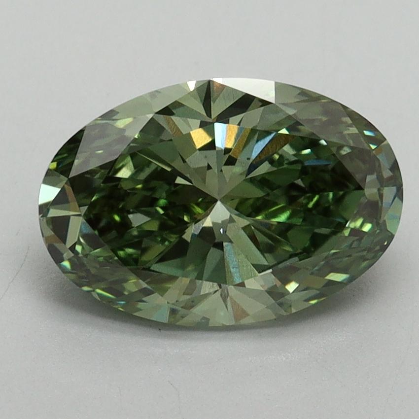 2.04 Ct. Fancy Vivid Green Oval Lab Grown Diamond