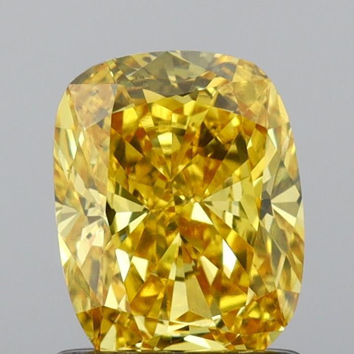 0.96 Ct. Fancy Vivid Yellow Cushion Lab Grown Diamond