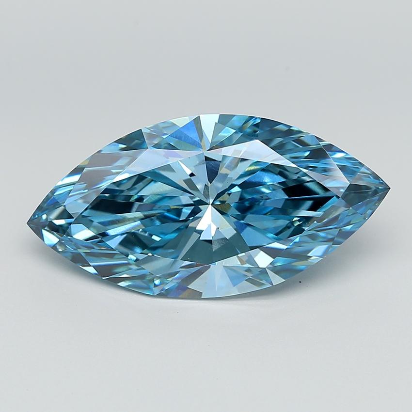 7.83 Ct. Fancy Vivid  Blue Marquise Lab Grown Diamond