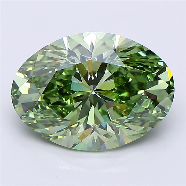 4.01 Ct. Fancy Vivid  Green Oval Lab Grown Diamond