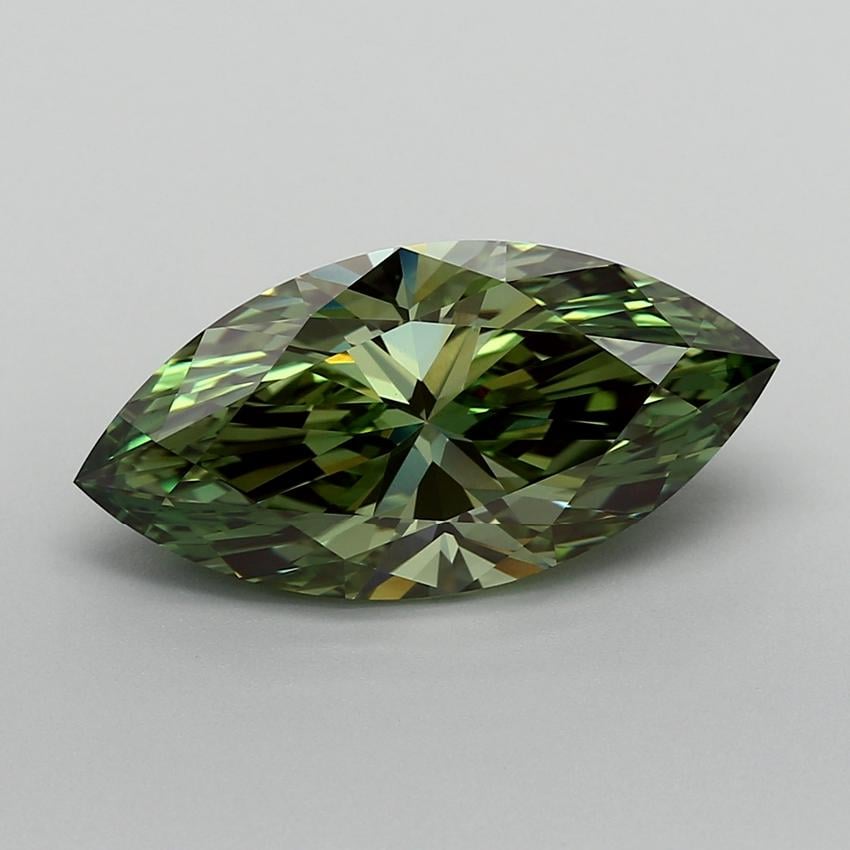 5.68 Ct. Fancy Vivid  Green Marquise Lab Grown Diamond