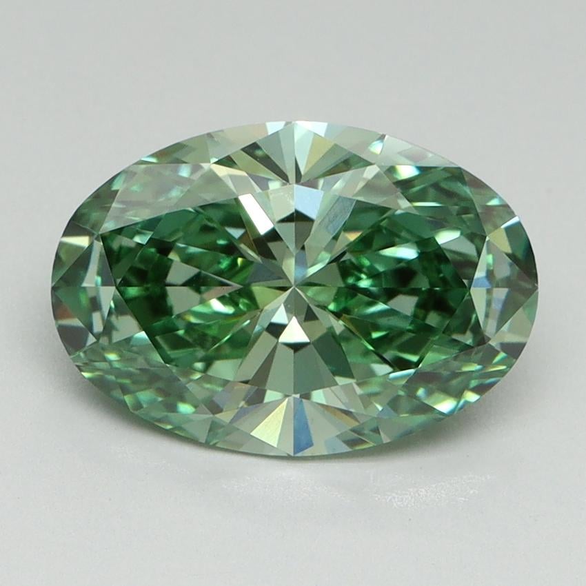 2.56 Ct. Fancy Vivid Green Oval Lab Grown Diamond