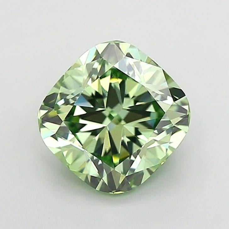 1.83 Ct. Fancy Vivid Green Cushion Lab Grown Diamond
