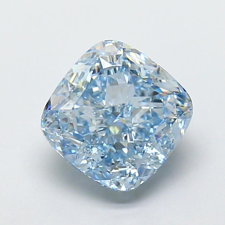 3.16 Ct. Fancy Vivid  Blue Cushion Lab Grown Diamond