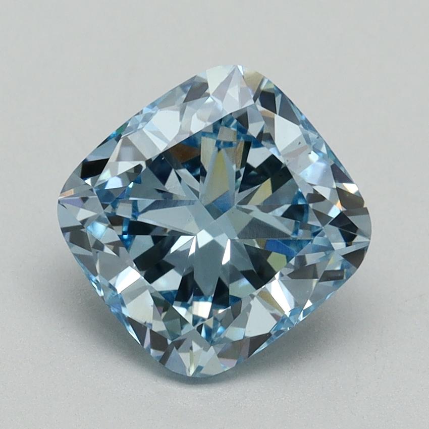2.18 Ct. Fancy Vivid Blue Cushion Lab Grown Diamond