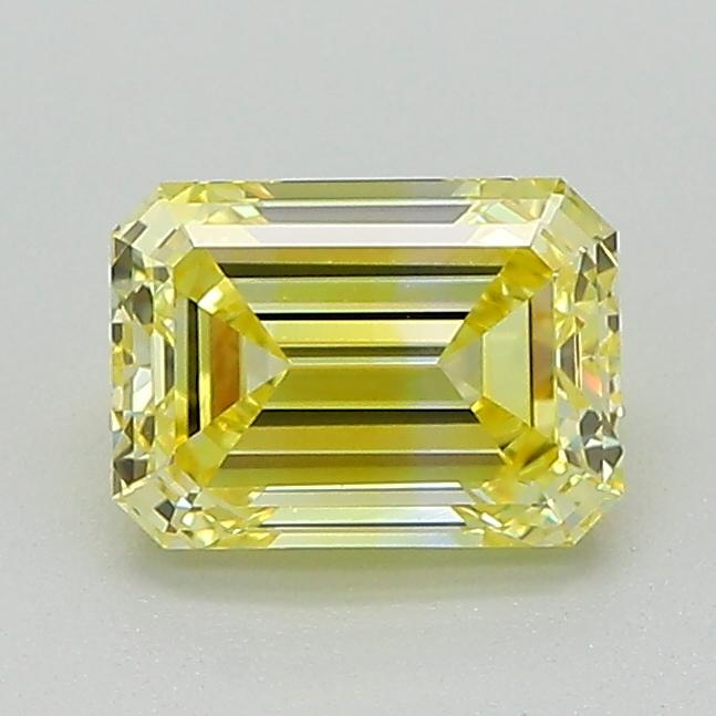 0.9 Ct. Fancy Vivid Yellow Emerald Lab Grown Diamond