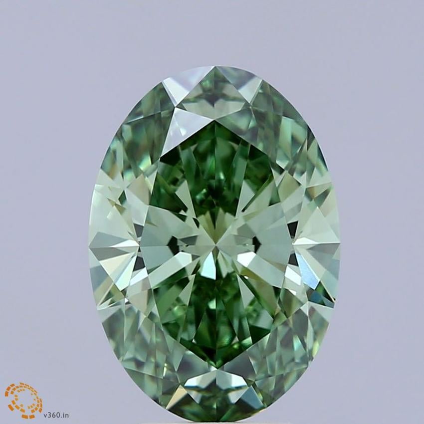 3.30 Ct. Fancy Vivid Green Oval Lab Grown Diamond