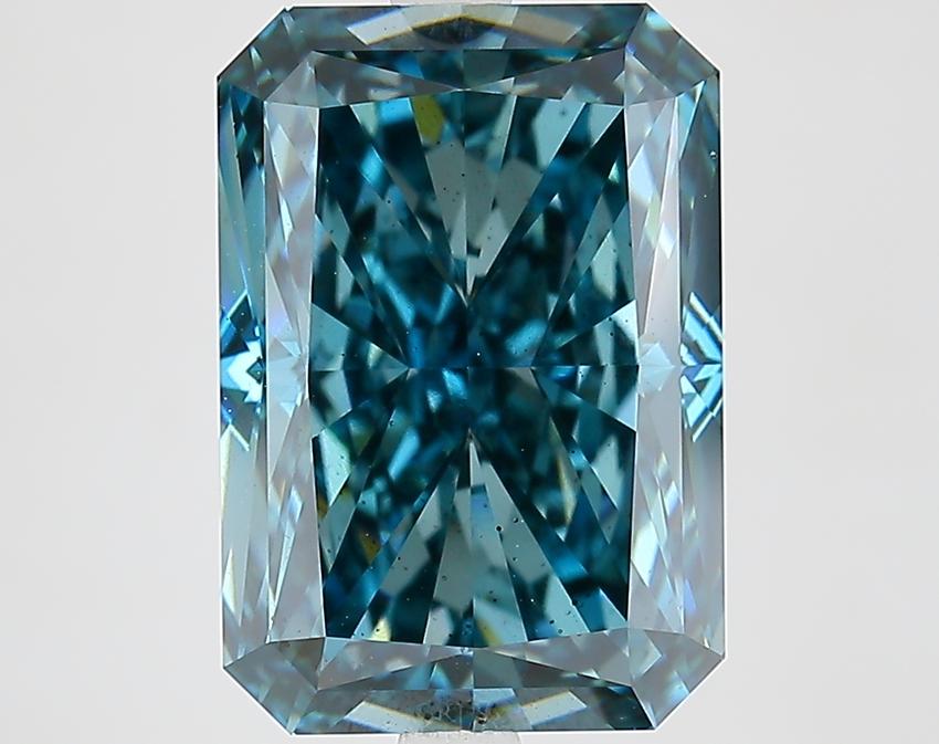 6.52 Ct. Fancy Vivid Greenish Blue Radiant Lab Grown Diamond