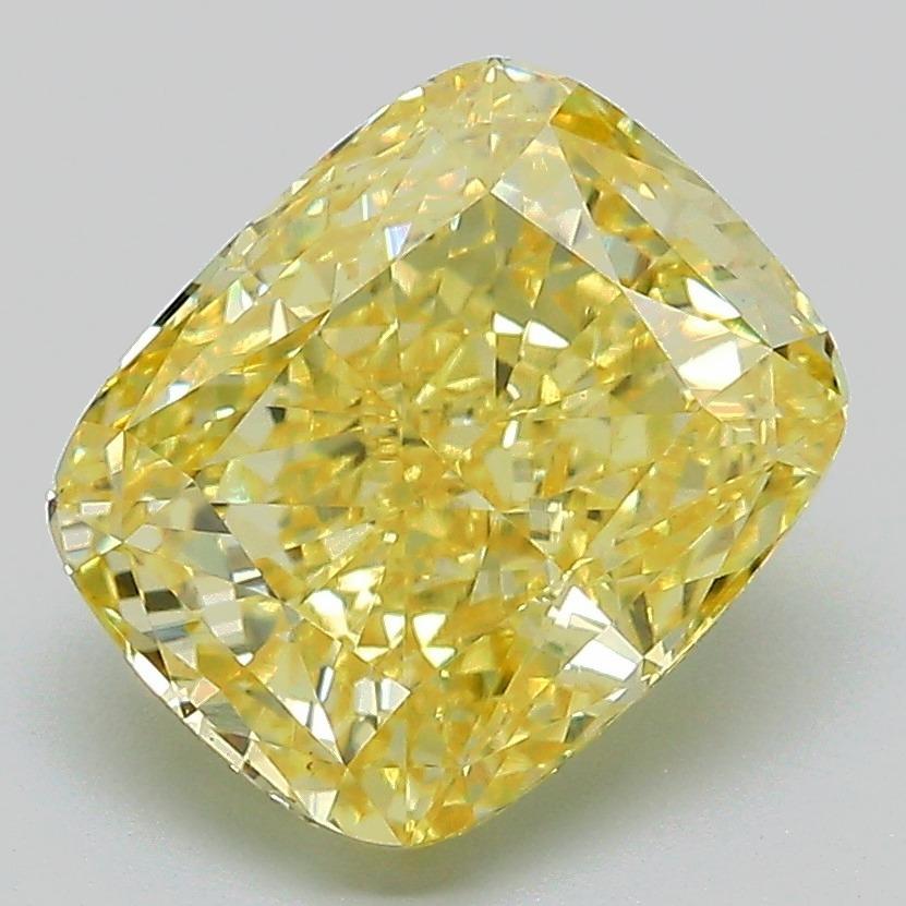 3.34 Ct. Fancy Intense Yellow Cushion Lab Grown Diamond