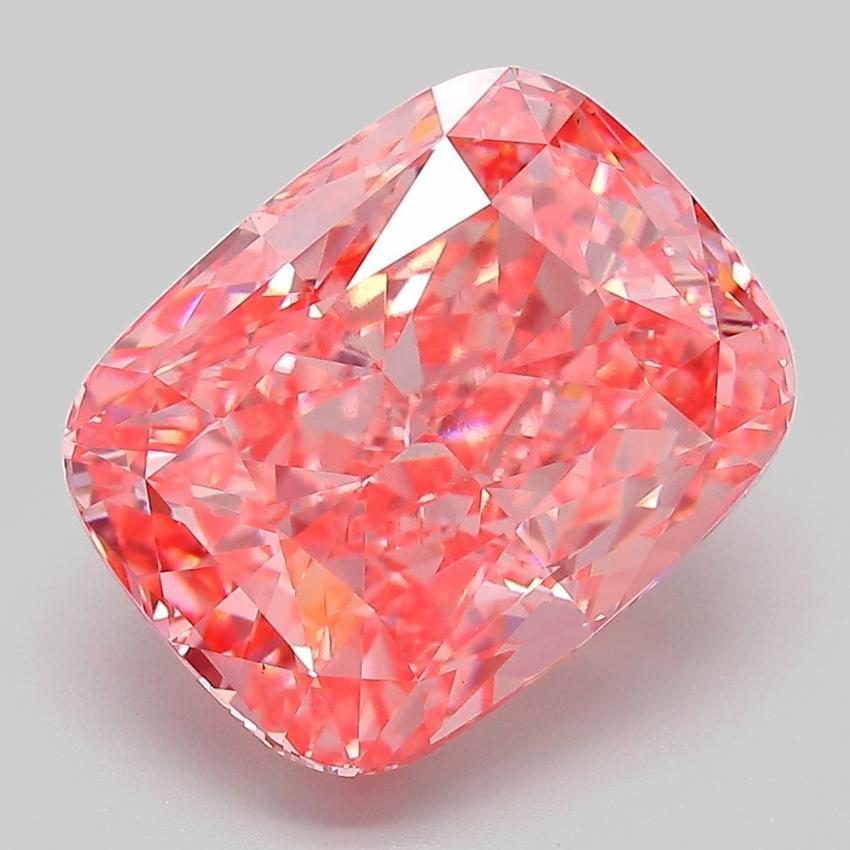6.61 Ct. Fancy Vivid Pink Cushion Lab Grown Diamond