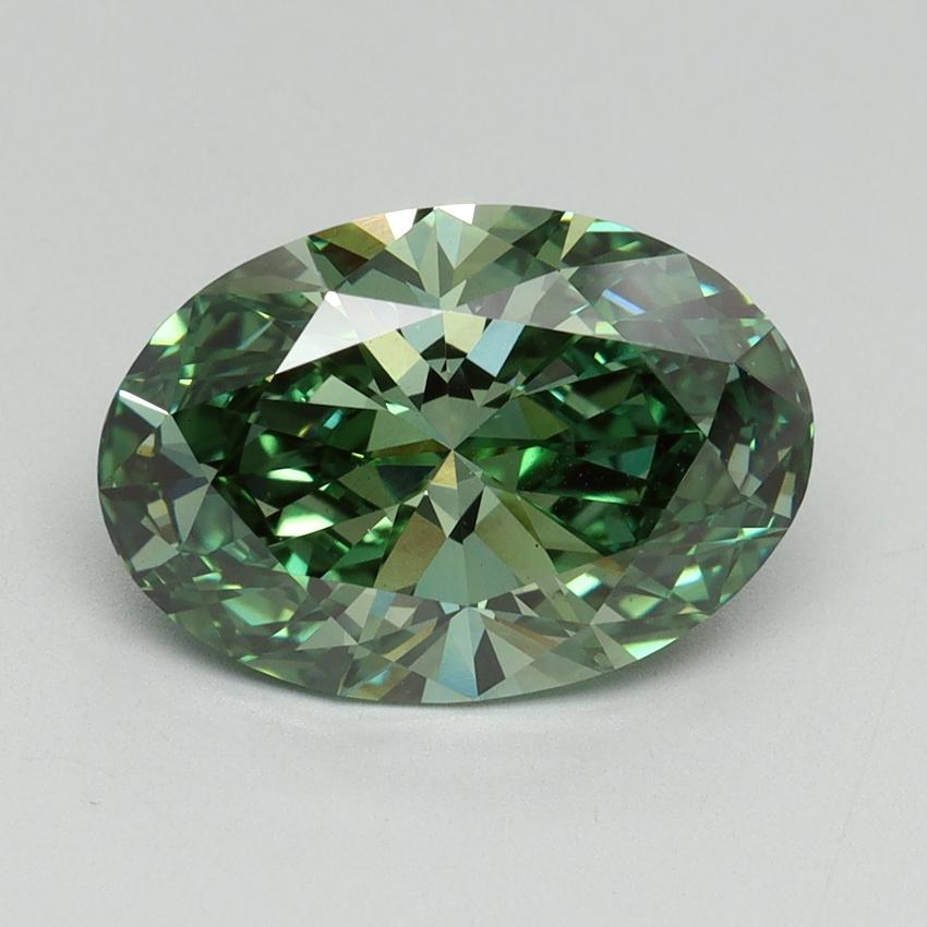 3.32 Ct. Fancy Vivid Green Oval Lab Grown Diamond