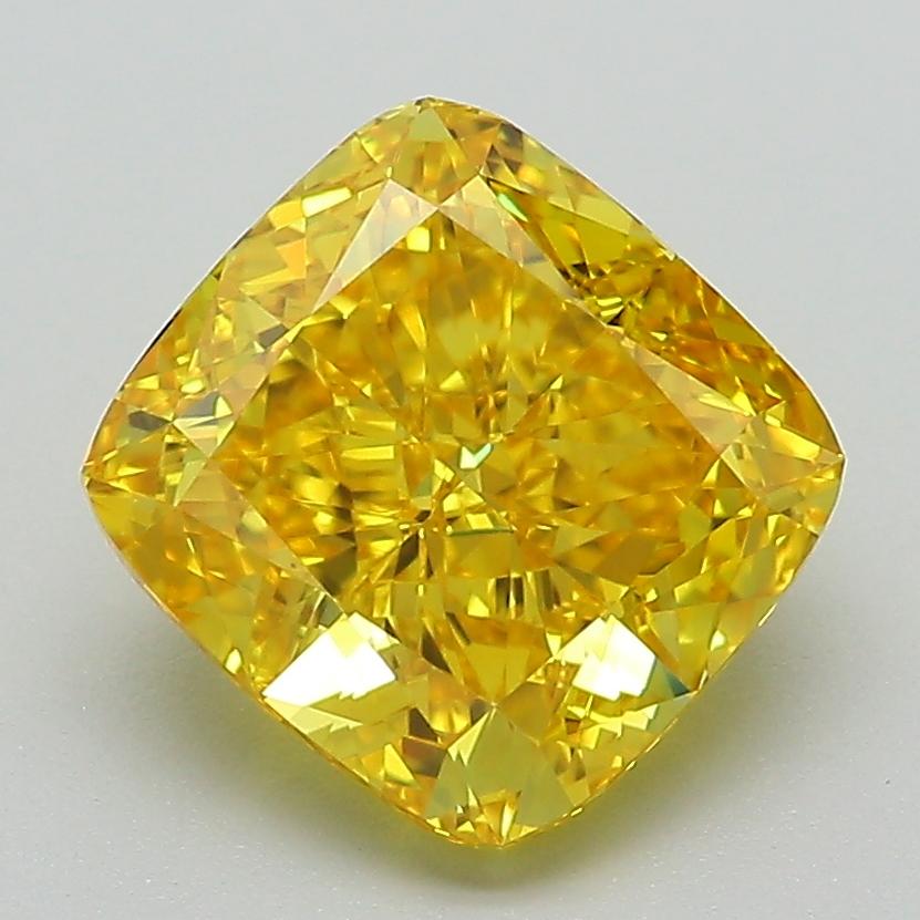 3.05 Ct. Fancy Vivid Yellow Cushion Lab Grown Diamond